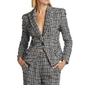 Generation Love Black White Tweed Blazer Jacket XS Crest Buttons Tailored Lined